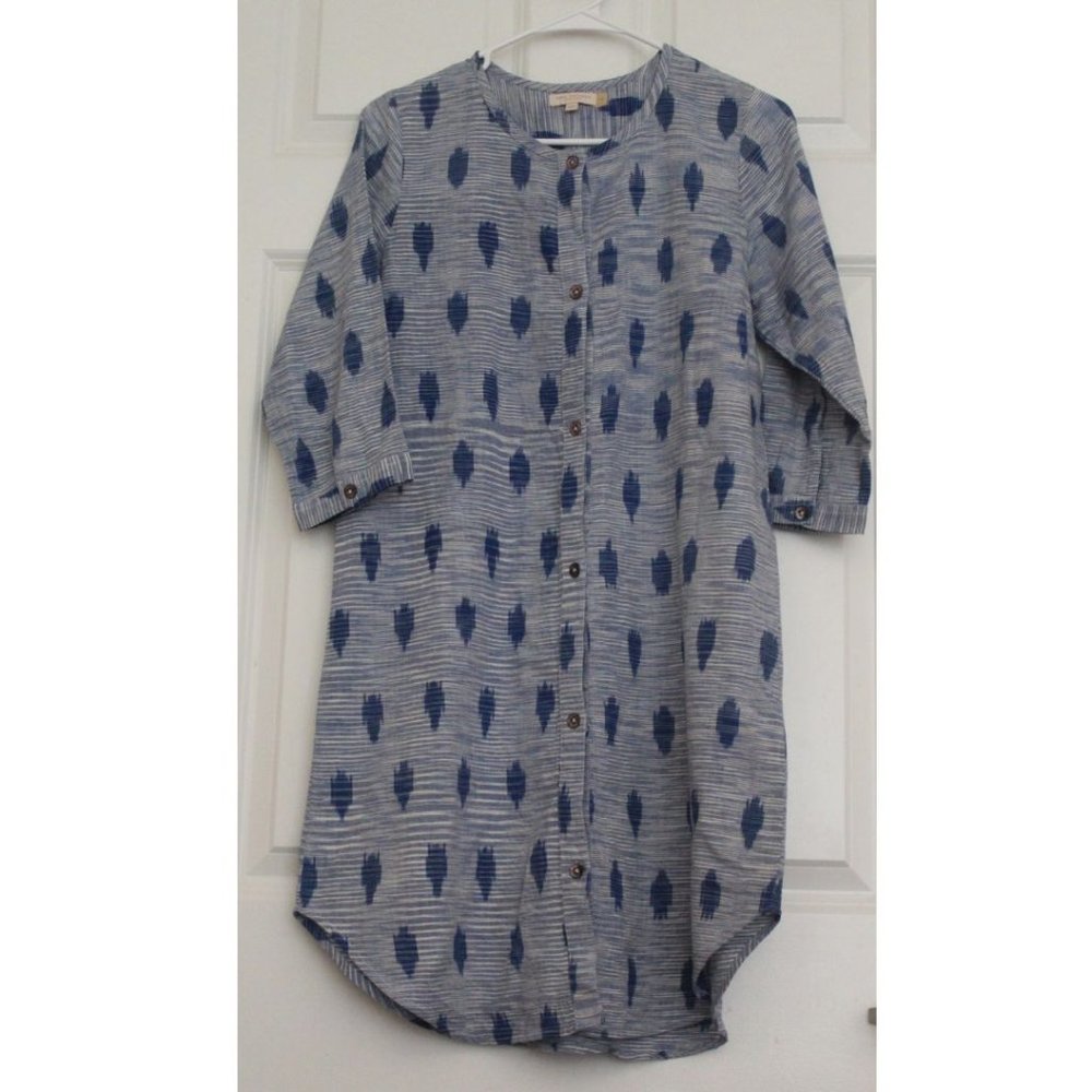 Pink Chicken Shirt Tunic Dress Lagenlook Beach Minimalist Artsy XS